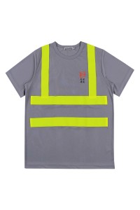 訂購灰色短袖建設工業制服  反光帶短袖T恤  晃安建設工業制服  建築工程服  D406